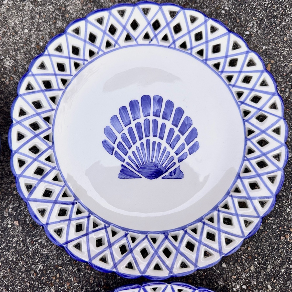 Vintage Portugal Ceramic Nautical Blue & White Ceramic Plate Set - Picture 5 of 7